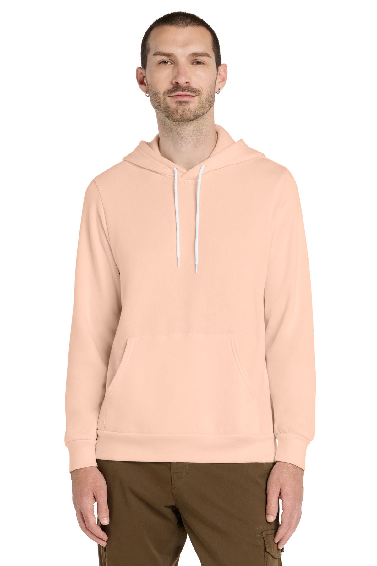Custom logo BELLA+CANVAS ® Unisex Sponge Fleece Pullover Hoodie. BC3719 in Peach