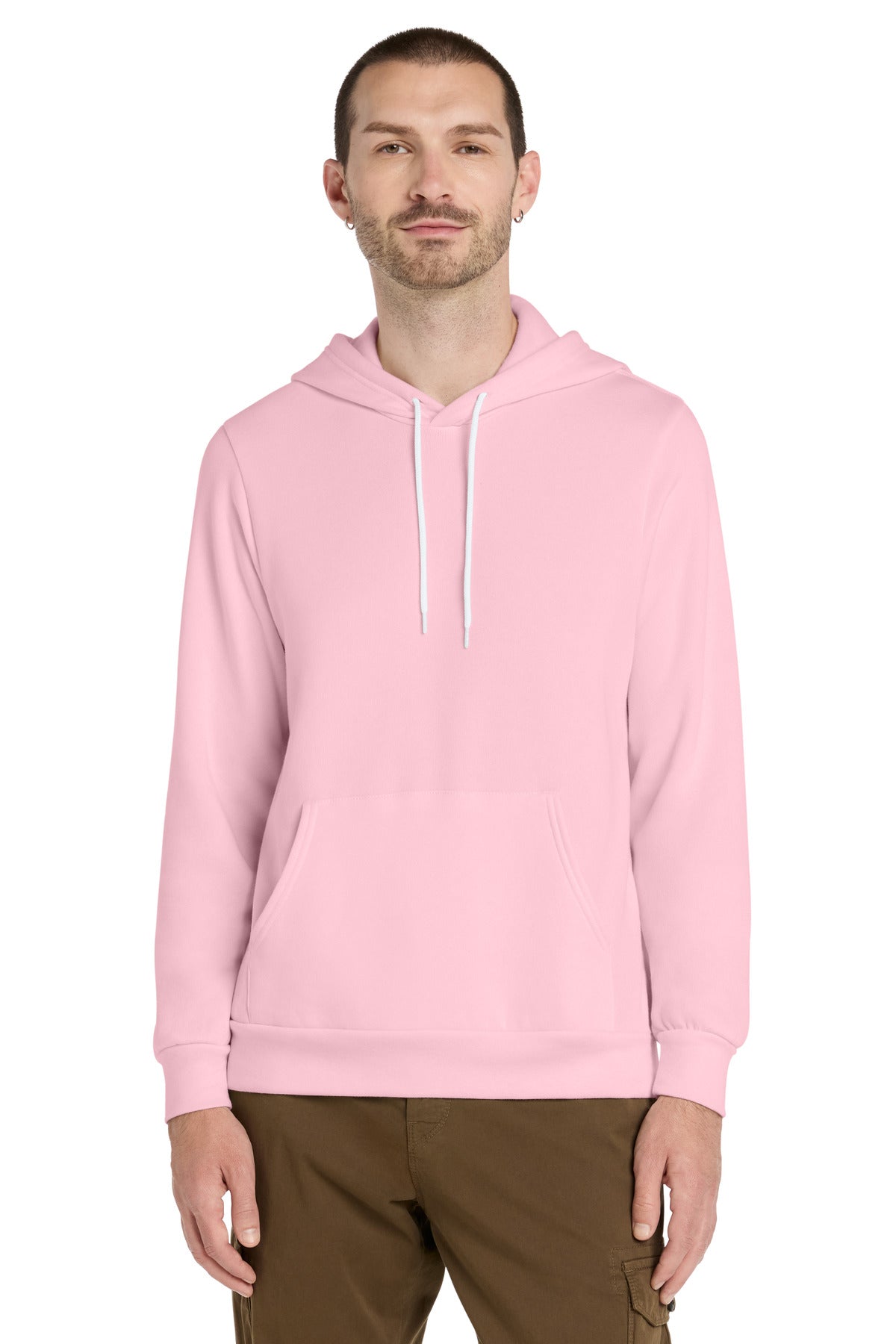 Custom logo BELLA+CANVAS ® Unisex Sponge Fleece Pullover Hoodie. BC3719 in Pink