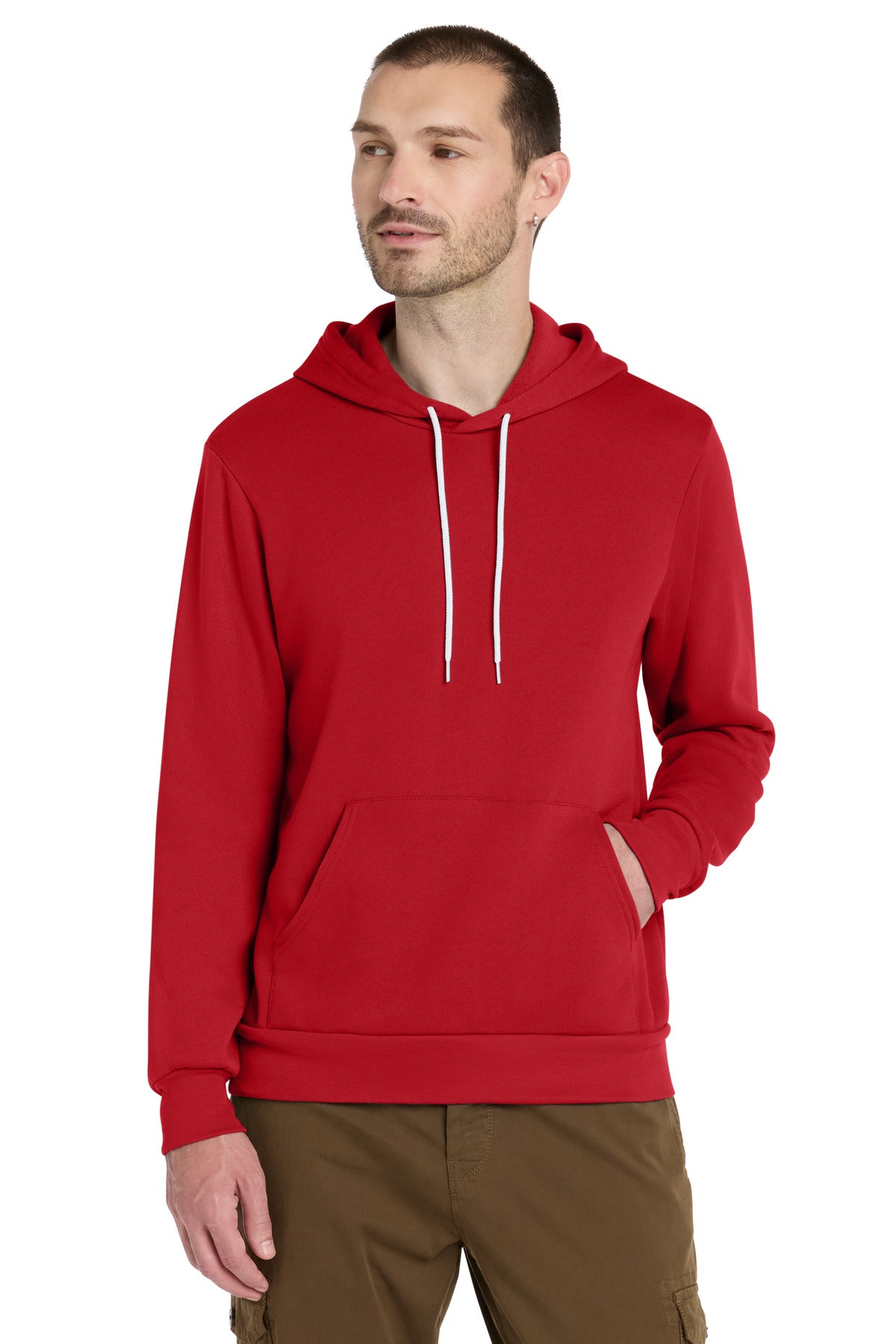 Custom logo BELLA+CANVAS ® Unisex Sponge Fleece Pullover Hoodie. BC3719 in Red