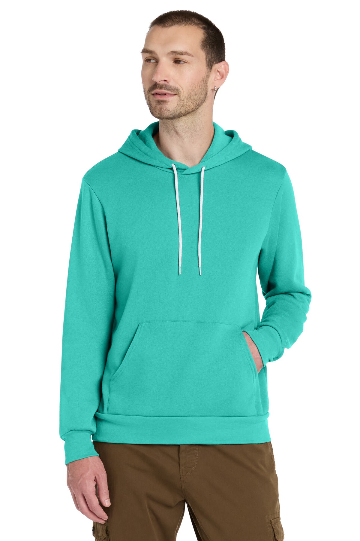 Custom logo BELLA+CANVAS ® Unisex Sponge Fleece Pullover Hoodie. BC3719 in Teal