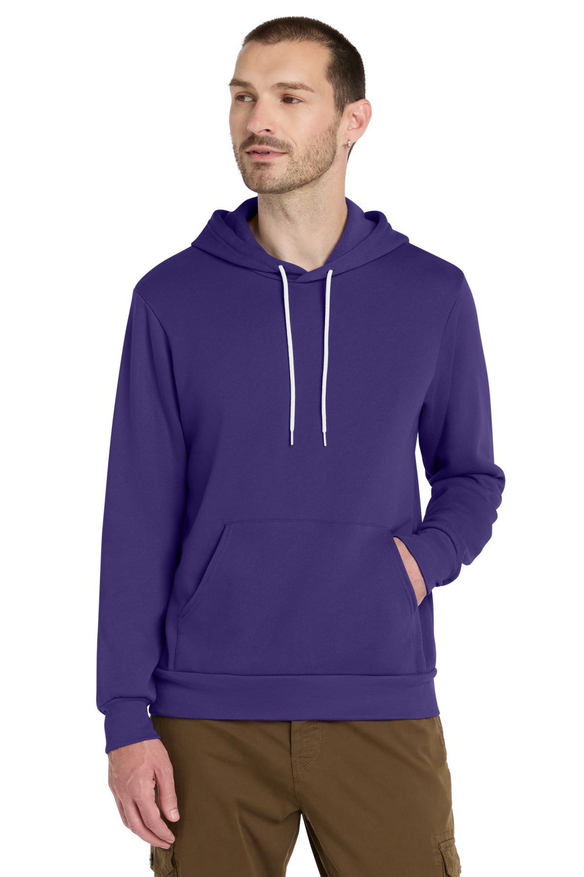 Custom logo BELLA+CANVAS ® Unisex Sponge Fleece Pullover Hoodie. BC3719 in Team Purple
