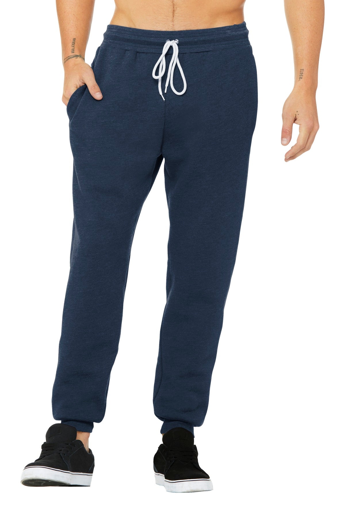 Custom logo BELLA+CANVAS ® Unisex Jogger Sweatpants. BC3727 in Heather Navy
