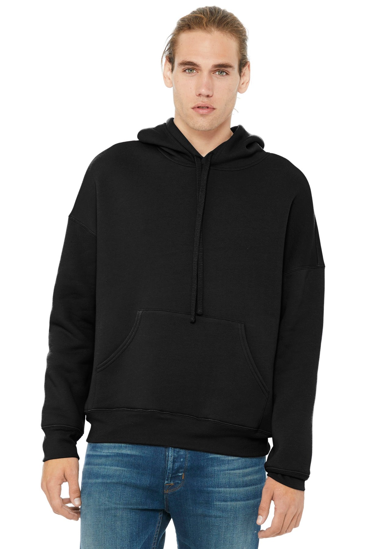 Custom logo BELLA+CANVAS ® Unisex Sponge Fleece Pullover DTM Hoodie. BC3729 in Black