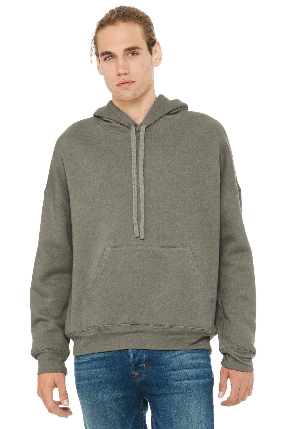 Custom logo BELLA+CANVAS ® Unisex Sponge Fleece Pullover DTM Hoodie. BC3729 in Heather Stone