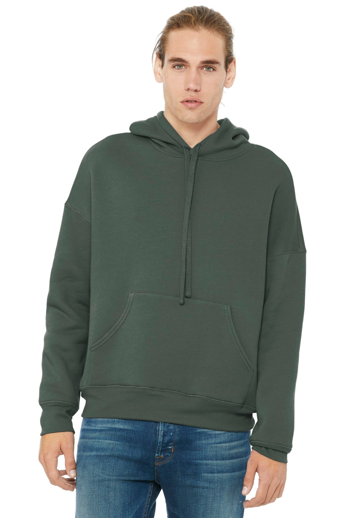Custom logo BELLA+CANVAS ® Unisex Sponge Fleece Pullover DTM Hoodie. BC3729 in Military Green