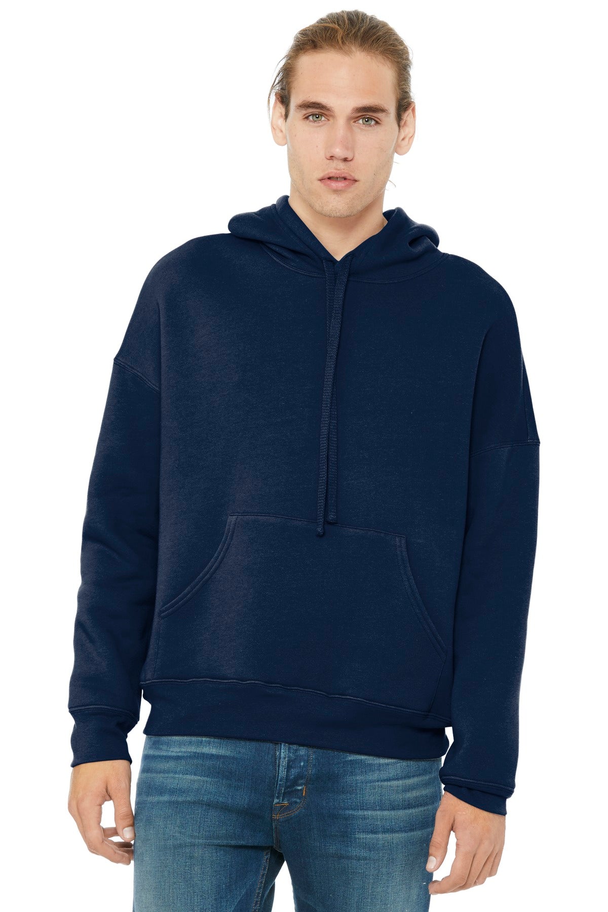Custom logo BELLA+CANVAS ® Unisex Sponge Fleece Pullover DTM Hoodie. BC3729 in Navy