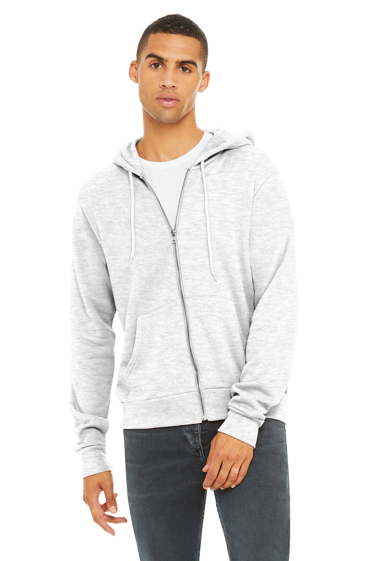 Custom logo BELLA+CANVAS ® Unisex Sponge Fleece Full-Zip Hoodie. BC3739 in Ash