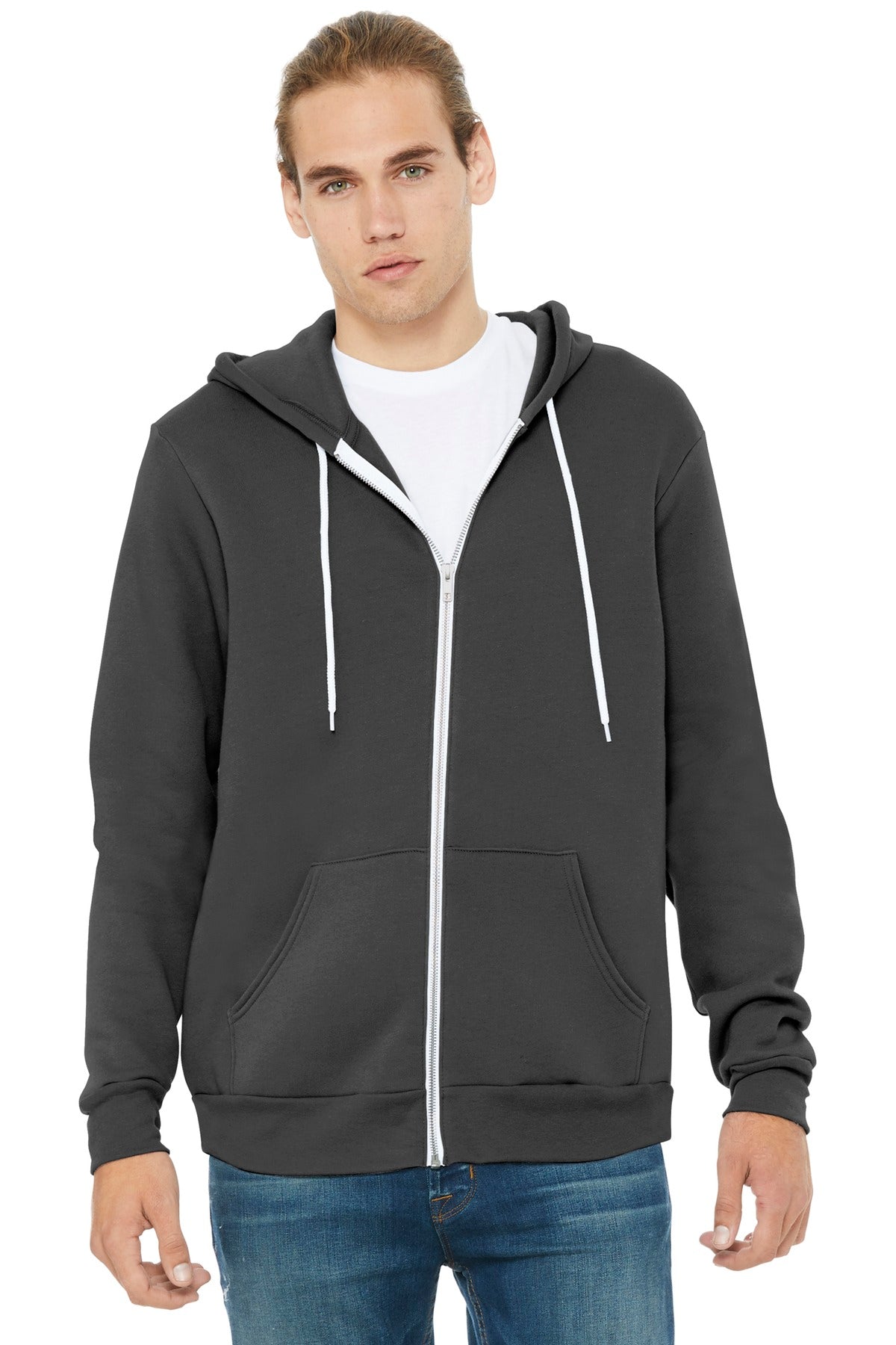Custom logo BELLA+CANVAS ® Unisex Sponge Fleece Full-Zip Hoodie. BC3739 in Asphalt