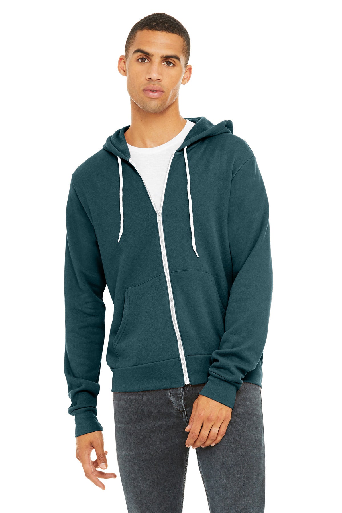 Custom logo BELLA+CANVAS ® Unisex Sponge Fleece Full-Zip Hoodie. BC3739 in Atlantic