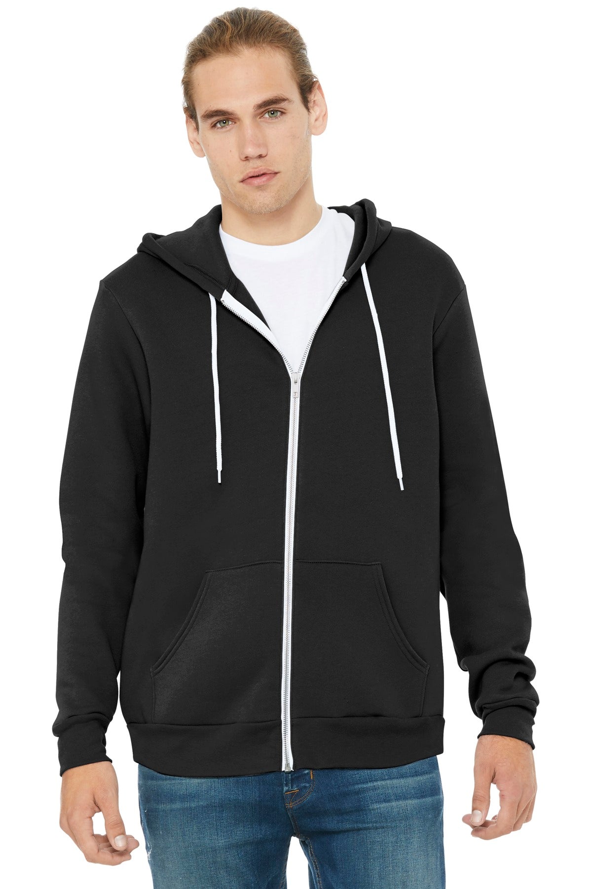 Custom logo BELLA+CANVAS ® Unisex Sponge Fleece Full-Zip Hoodie. BC3739 in Black
