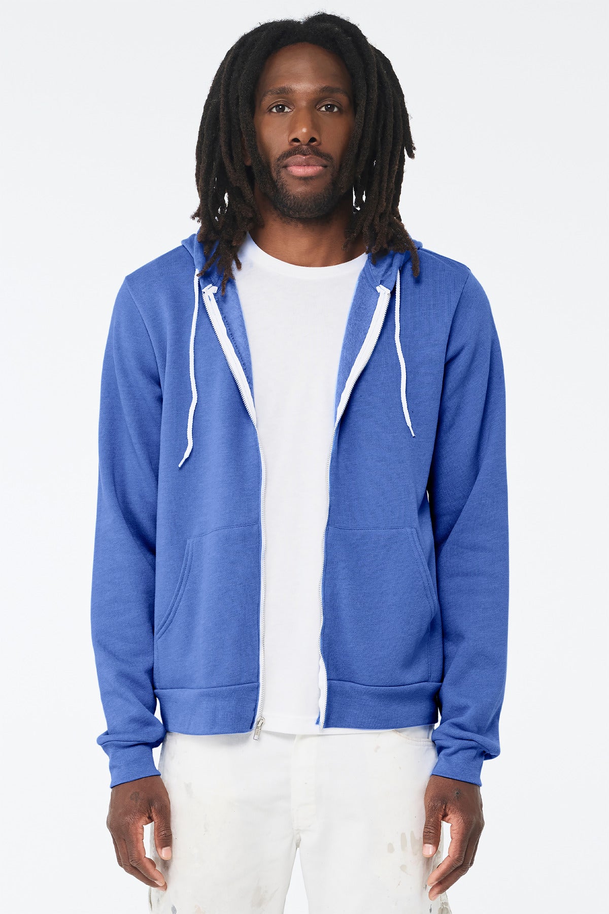 Custom logo BELLA+CANVAS ® Unisex Sponge Fleece Full-Zip Hoodie. BC3739 in Heather Columbia Blue