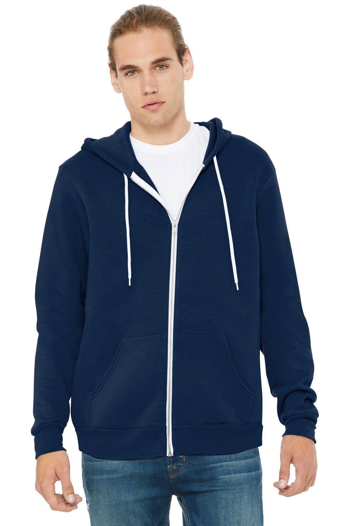 Custom logo BELLA+CANVAS ® Unisex Sponge Fleece Full-Zip Hoodie. BC3739 in Navy