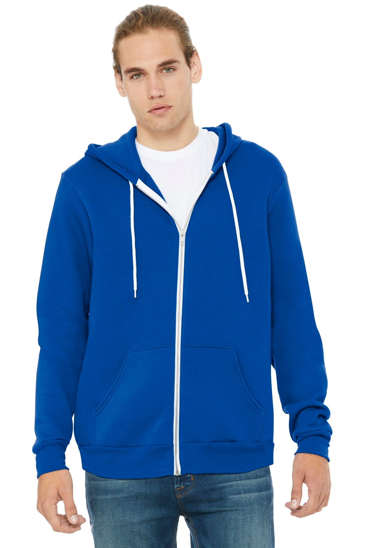 Custom logo BELLA+CANVAS ® Unisex Sponge Fleece Full-Zip Hoodie. BC3739 in True Royal