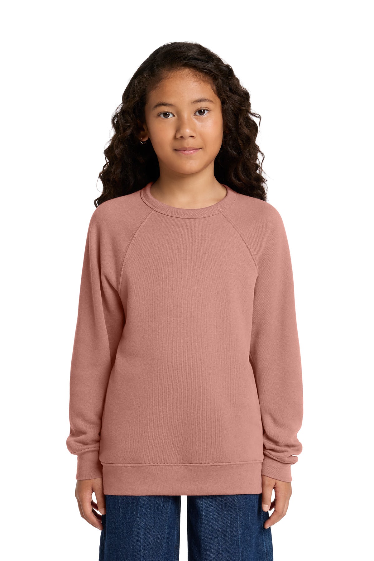Custom logo BELLA+CANVAS® Youth Sponge Fleece Raglan Sweatshirt BC3901Y in Mauve