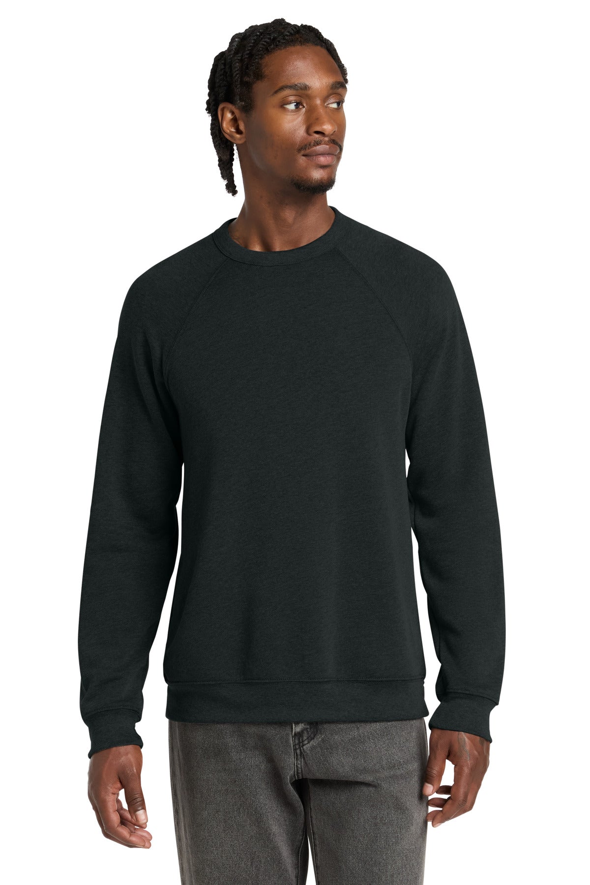 Custom logo BELLA+CANVAS ® Unisex Sponge Fleece Raglan Sweatshirt. BC3901 in Black Heather