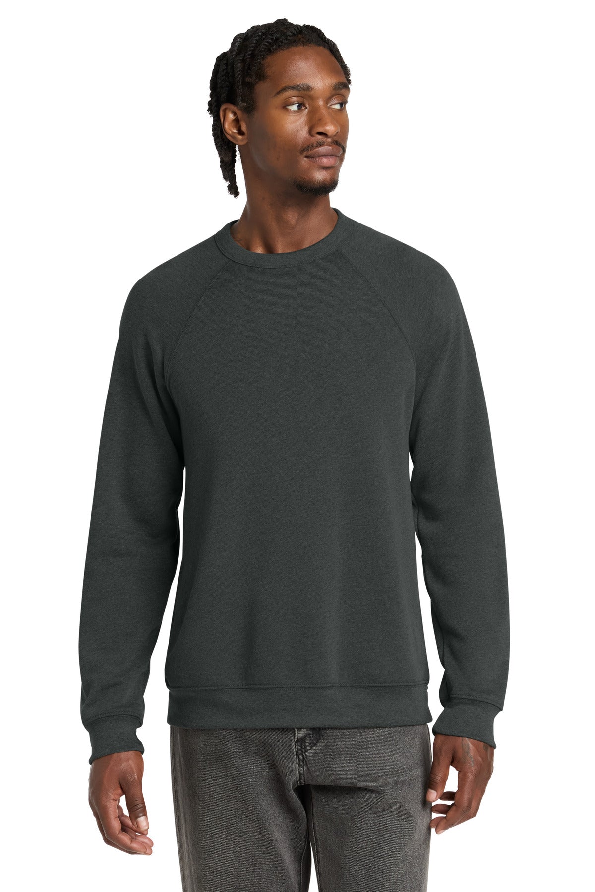 Custom logo BELLA+CANVAS ® Unisex Sponge Fleece Raglan Sweatshirt. BC3901 in Dark Grey Heather