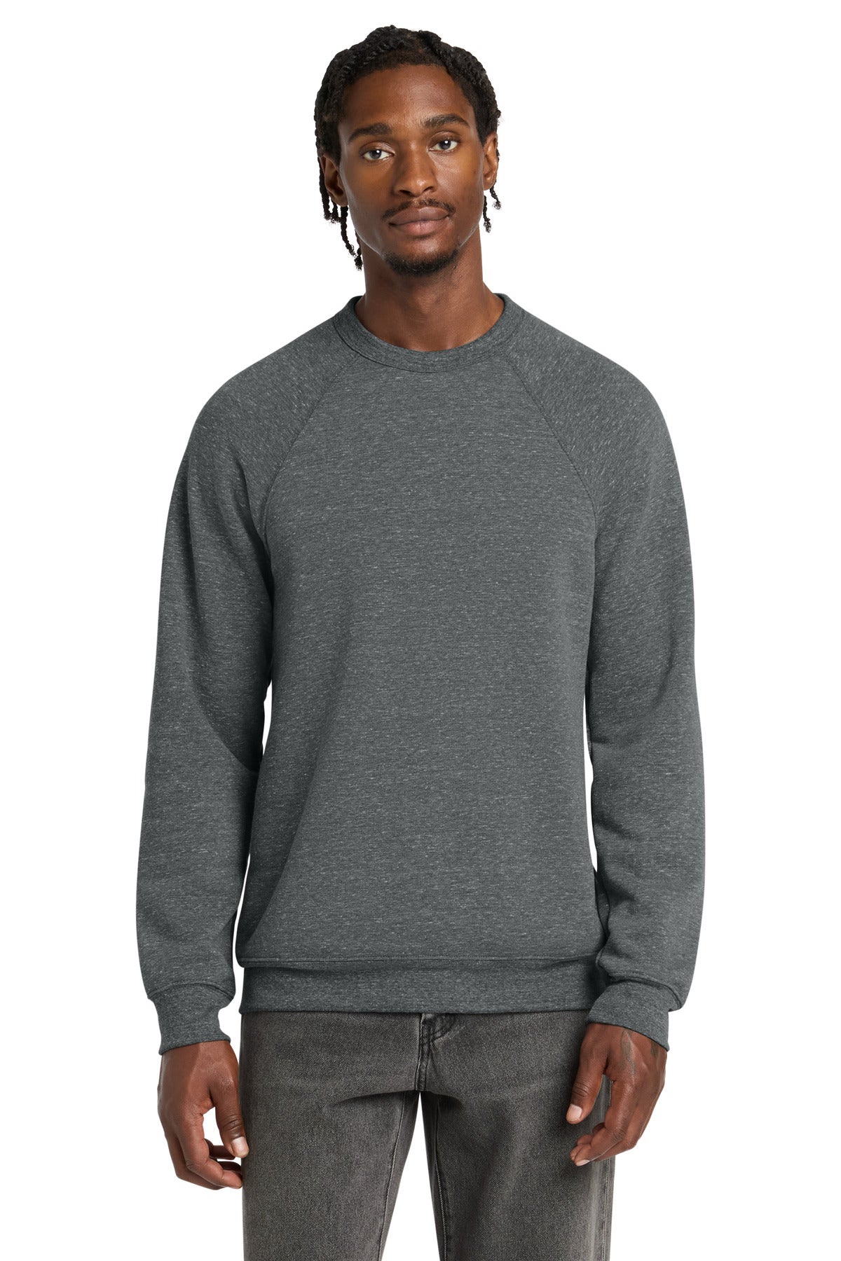 Custom logo BELLA+CANVAS ® Unisex Sponge Fleece Raglan Sweatshirt. BC3901 in Grey Triblend