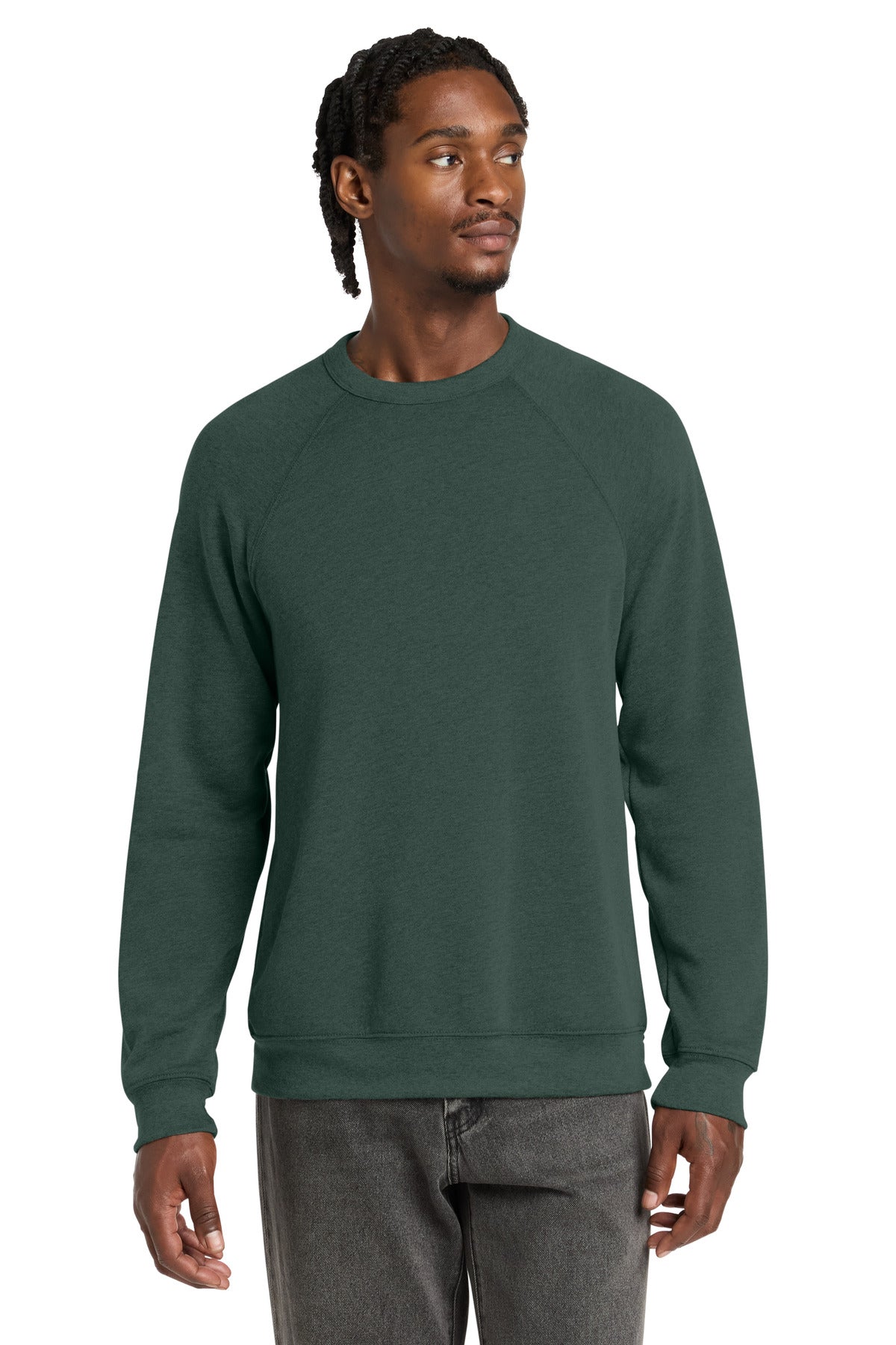 Custom logo BELLA+CANVAS ® Unisex Sponge Fleece Raglan Sweatshirt. BC3901 in Heather Forest