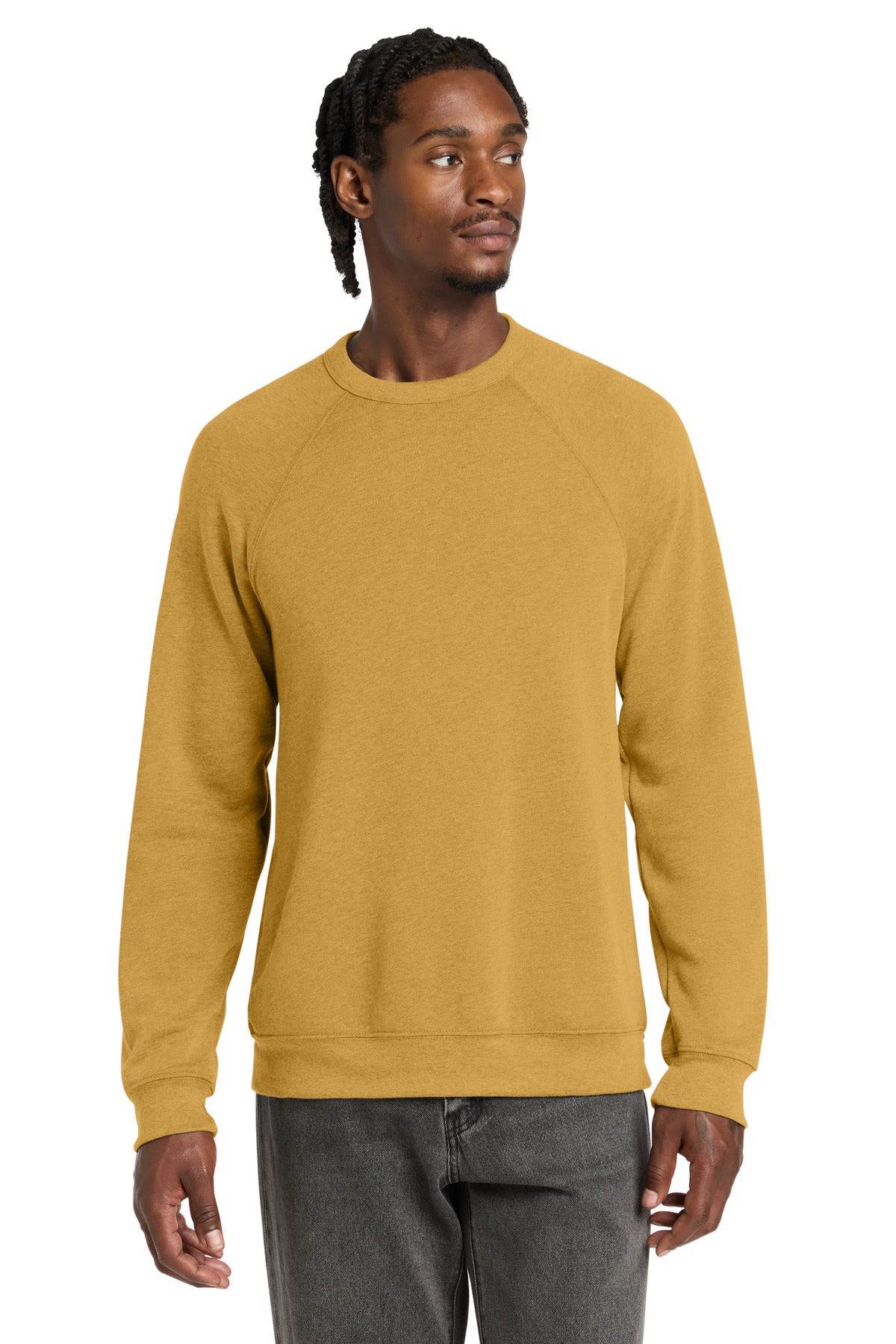 Custom logo BELLA+CANVAS ® Unisex Sponge Fleece Raglan Sweatshirt. BC3901 in Heather Mustard