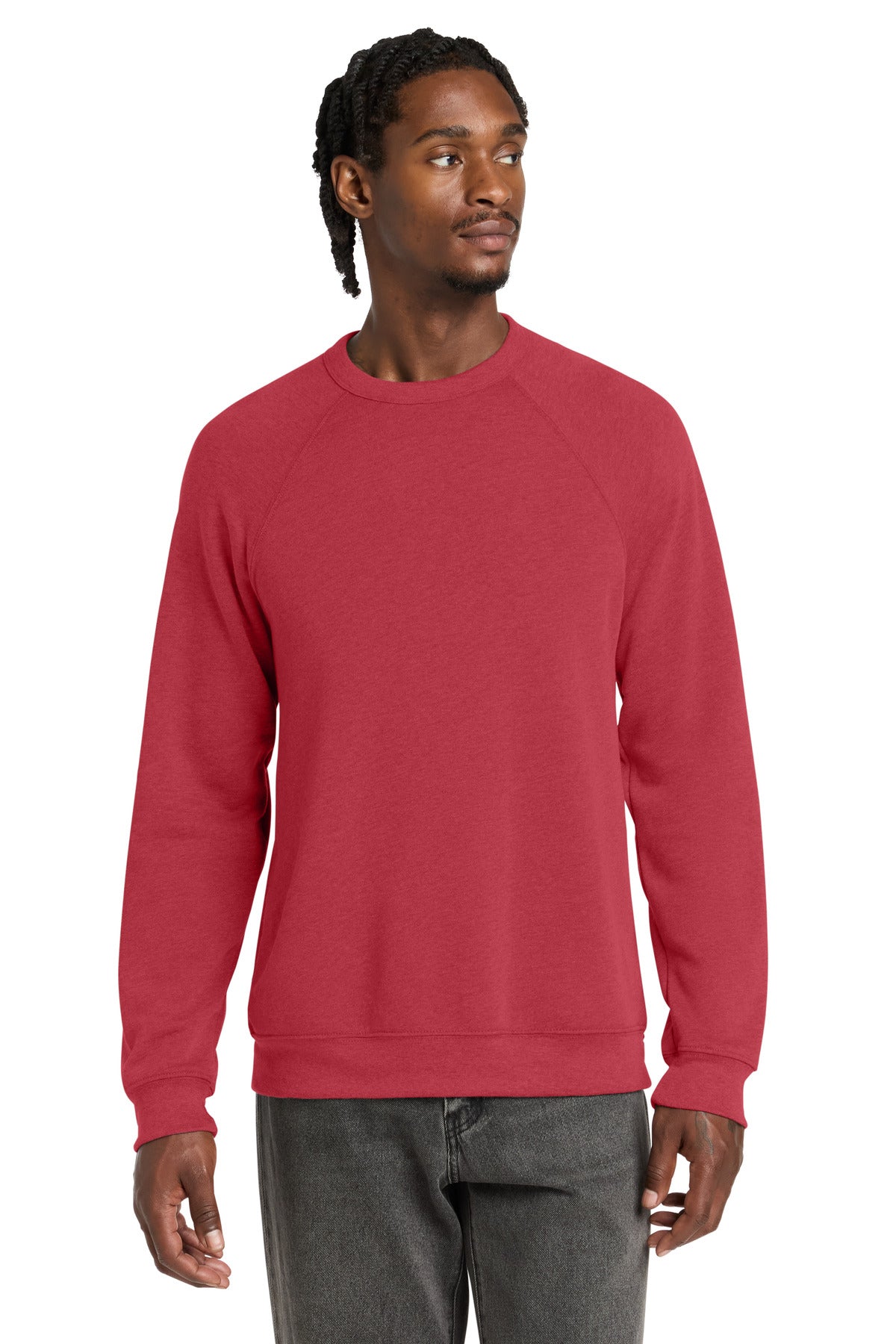 Custom logo BELLA+CANVAS ® Unisex Sponge Fleece Raglan Sweatshirt. BC3901 in Heather Red