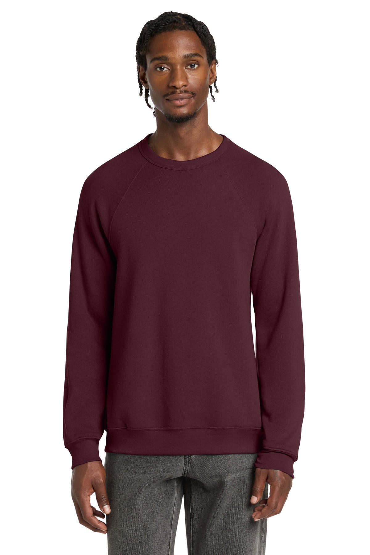 Custom logo BELLA+CANVAS ® Unisex Sponge Fleece Raglan Sweatshirt. BC3901 in Maroon