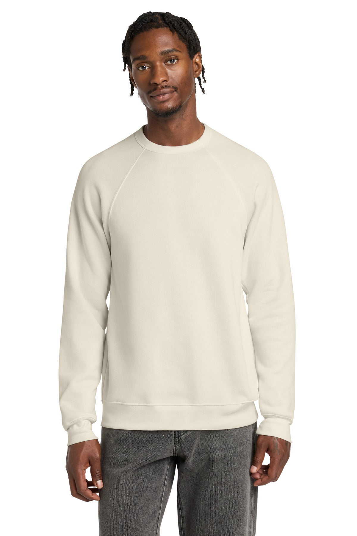 Custom logo BELLA+CANVAS ® Unisex Sponge Fleece Raglan Sweatshirt. BC3901 in Natural