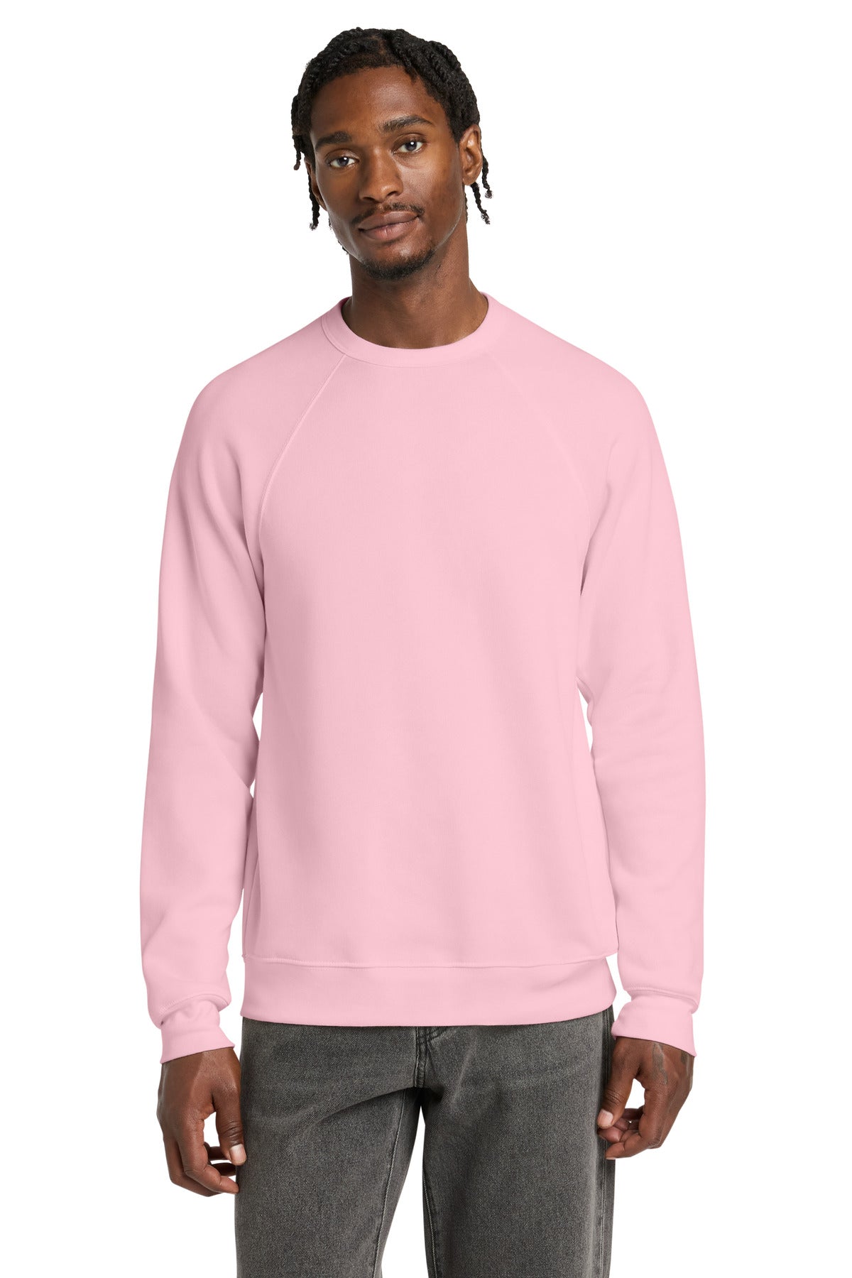 Custom logo BELLA+CANVAS ® Unisex Sponge Fleece Raglan Sweatshirt. BC3901 in Pink