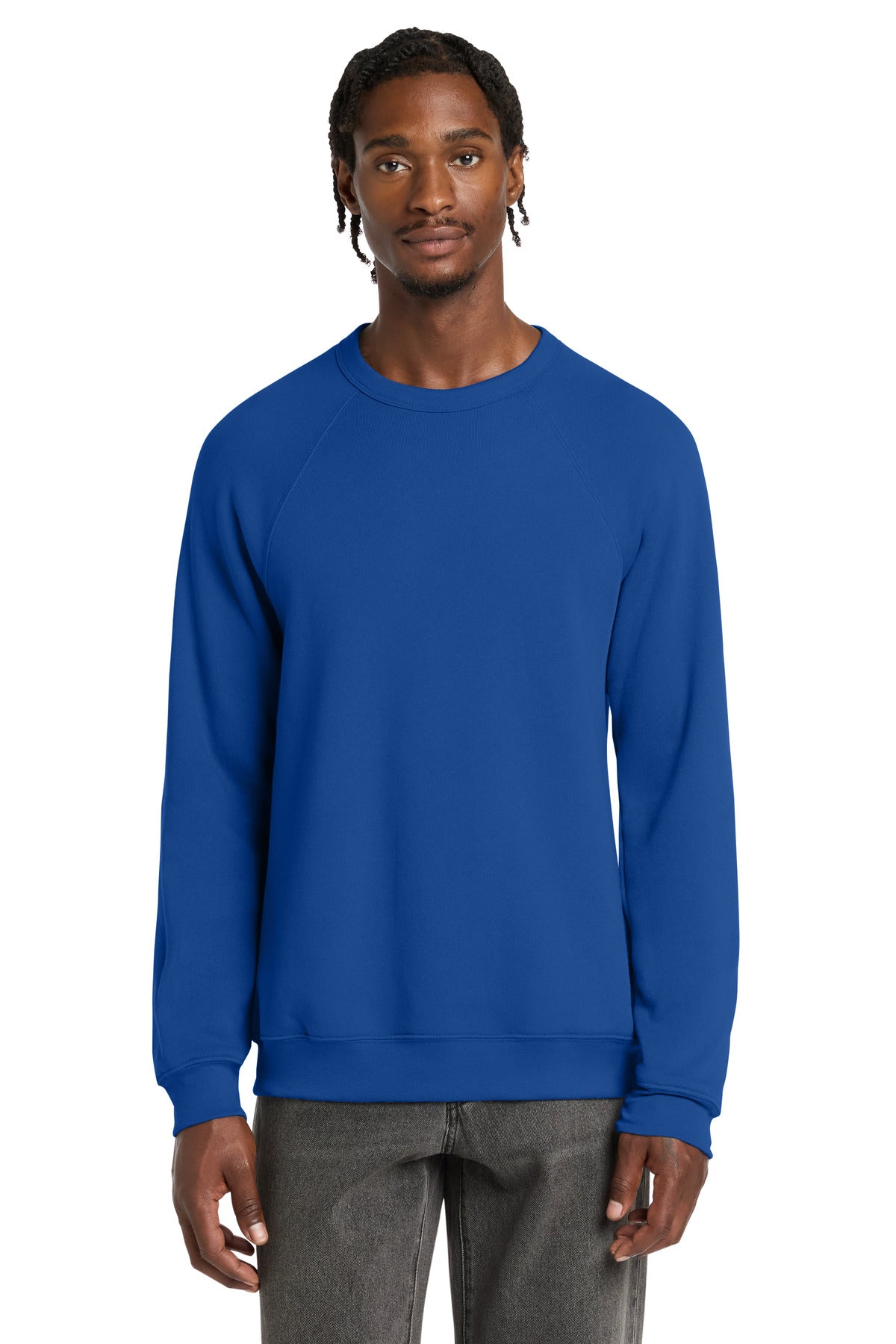 Custom logo BELLA+CANVAS ® Unisex Sponge Fleece Raglan Sweatshirt. BC3901 in True Royal