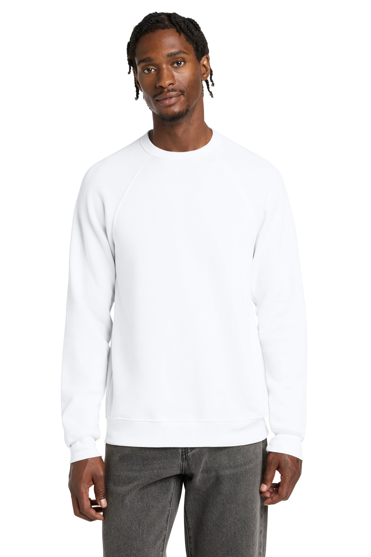 Custom logo BELLA+CANVAS ® Unisex Sponge Fleece Raglan Sweatshirt. BC3901 in White