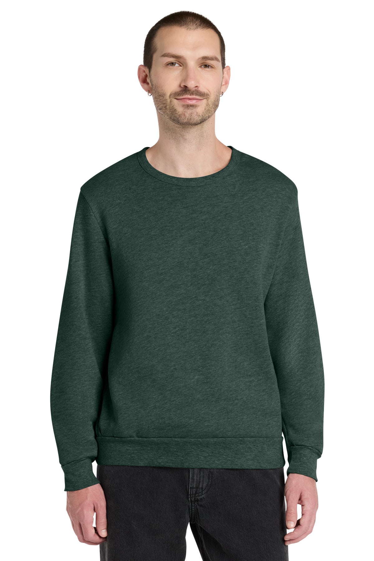 Custom logo BELLA+CANVAS® Unisex Sponge Fleece Classic Crewneck Sweatshirt BC3911 in Heather Forest