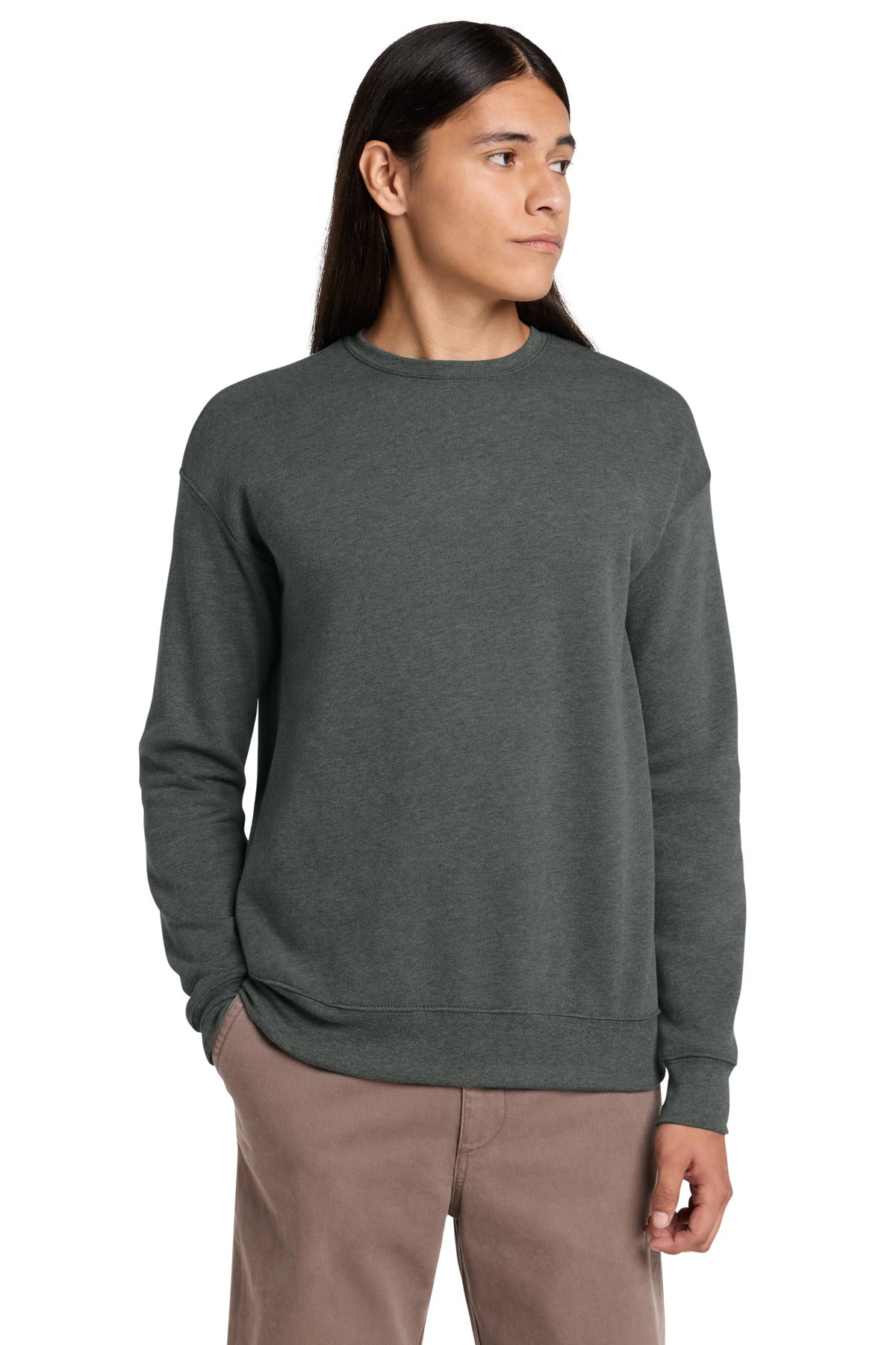 Custom logo BELLA+CANVAS ® Unisex Sponge Fleece Drop Shoulder Sweatshirt. BC3945 in Deep Heather