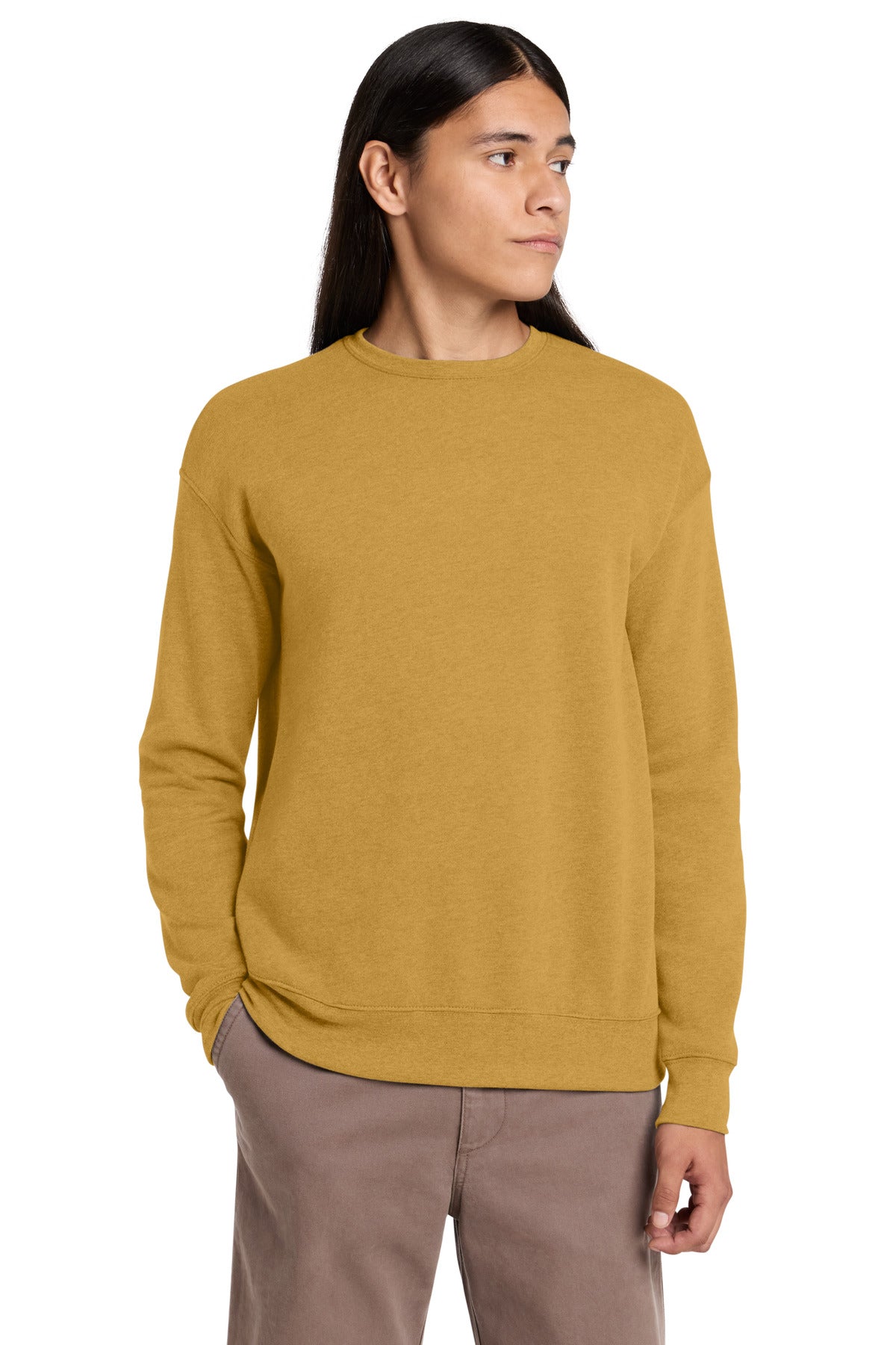 Custom logo BELLA+CANVAS ® Unisex Sponge Fleece Drop Shoulder Sweatshirt. BC3945 in Heather Mustard