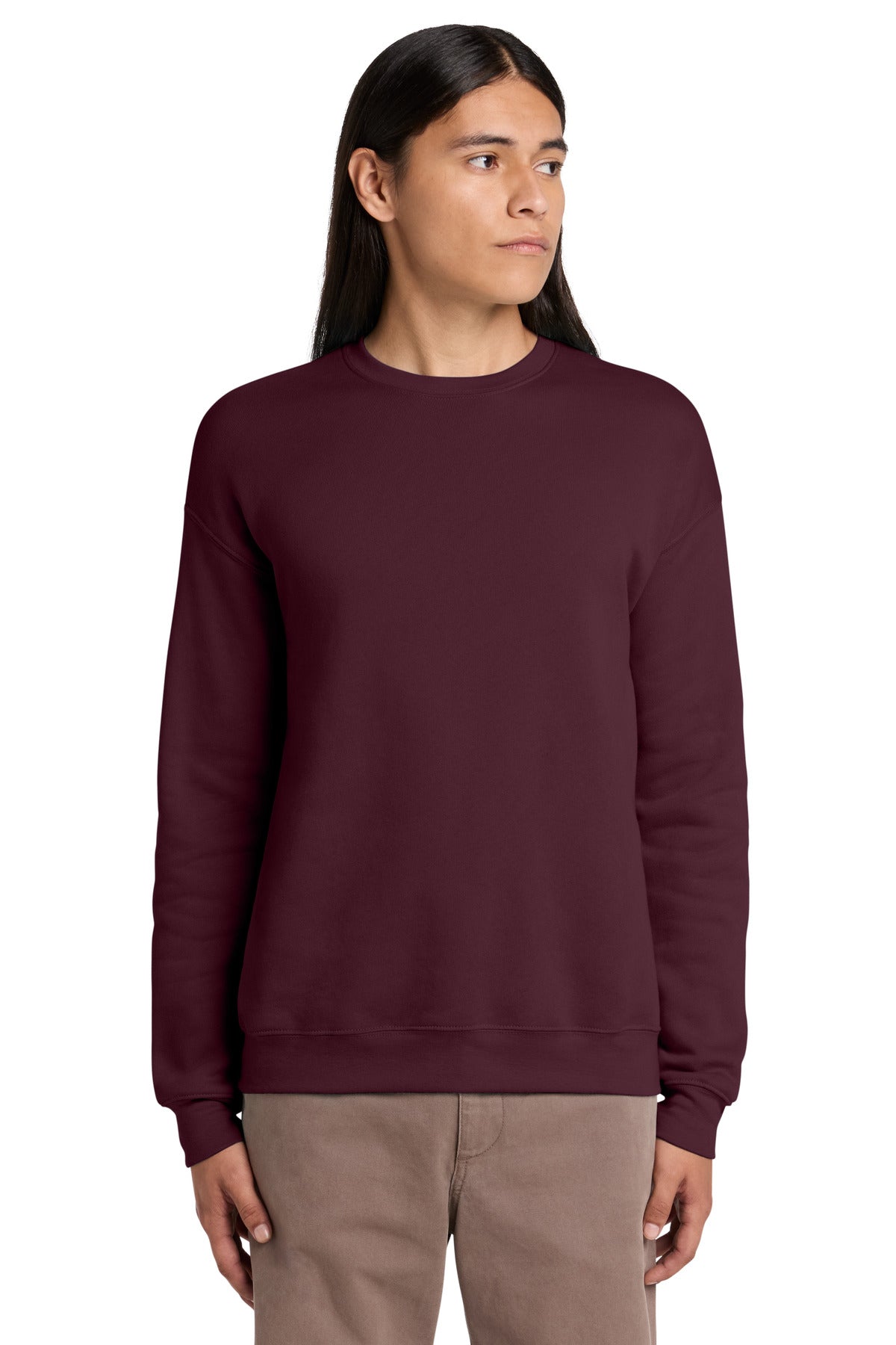 Custom logo BELLA+CANVAS ® Unisex Sponge Fleece Drop Shoulder Sweatshirt. BC3945 in Maroon