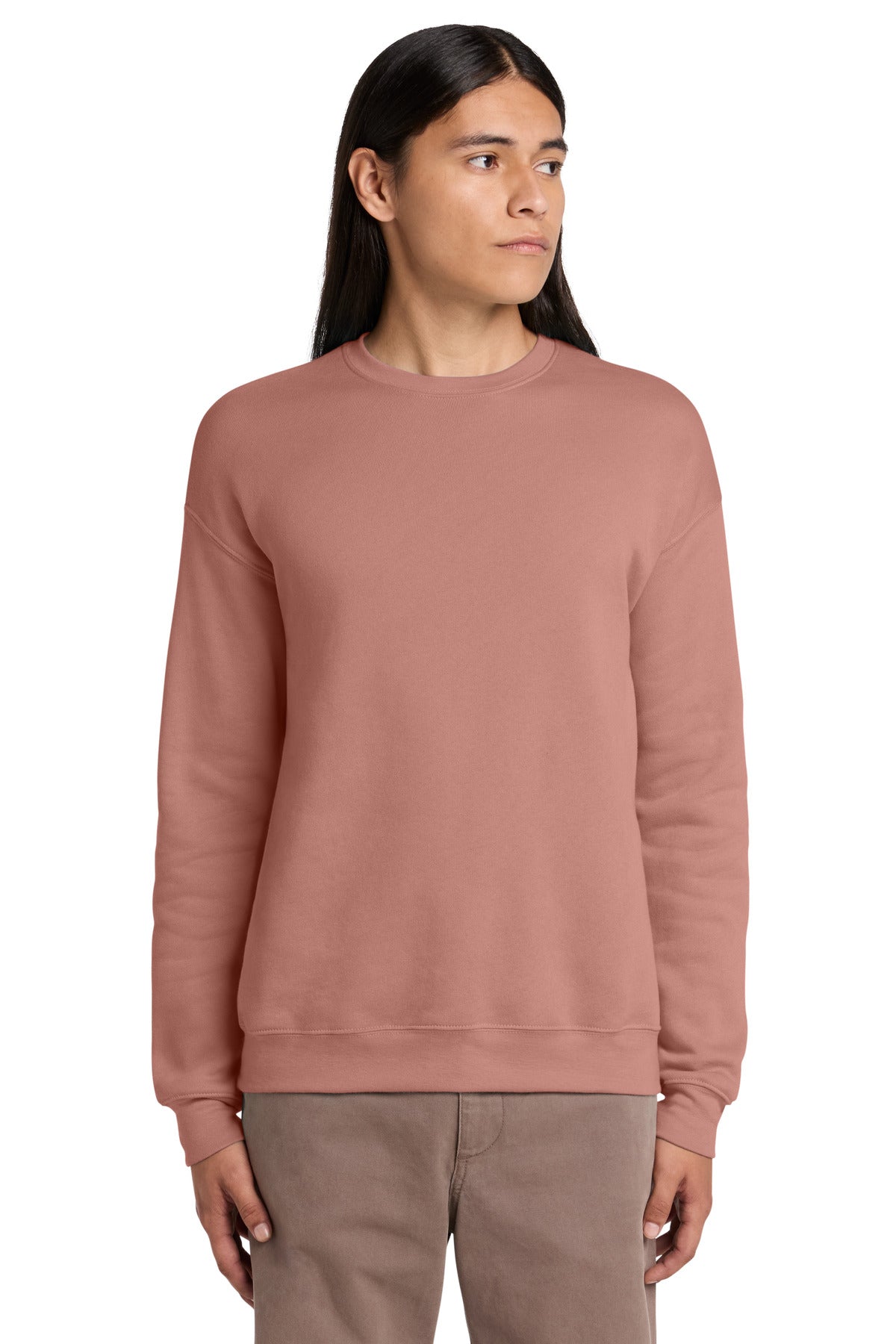 Custom logo BELLA+CANVAS ® Unisex Sponge Fleece Drop Shoulder Sweatshirt. BC3945 in Mauve