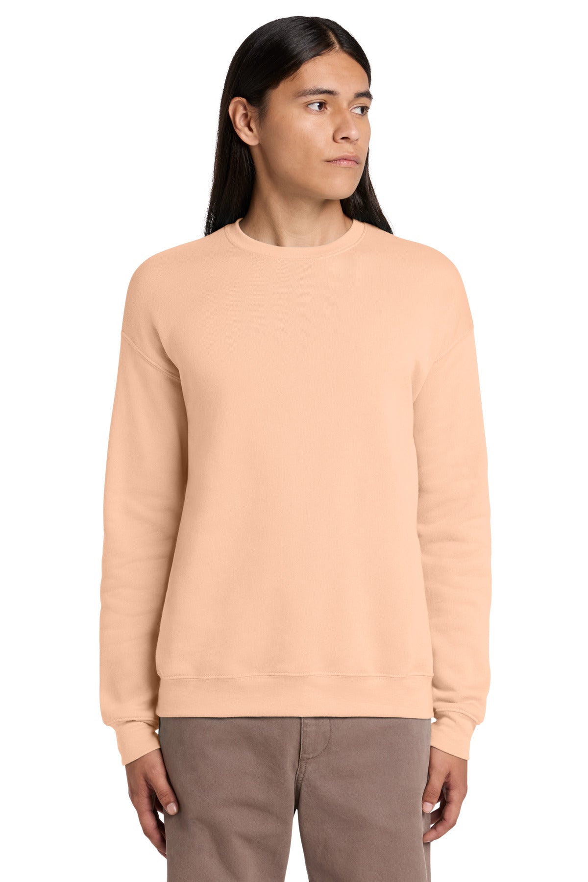 Custom logo BELLA+CANVAS ® Unisex Sponge Fleece Drop Shoulder Sweatshirt. BC3945 in Peach