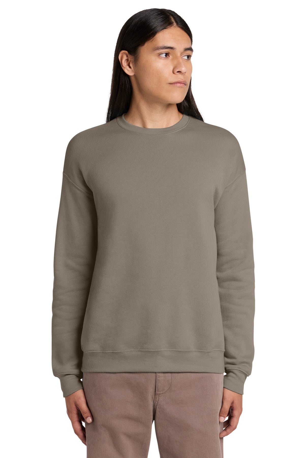 Custom logo BELLA+CANVAS ® Unisex Sponge Fleece Drop Shoulder Sweatshirt. BC3945 in Tan