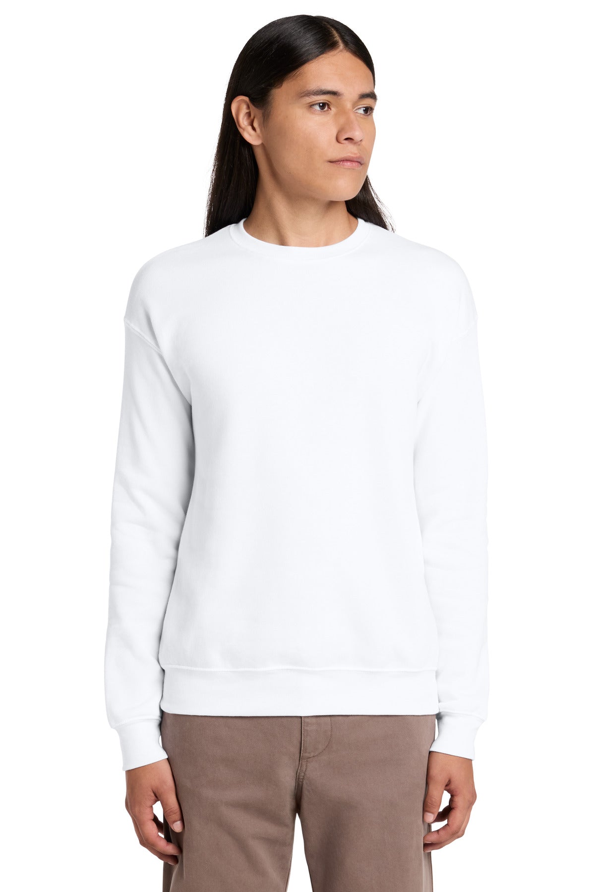 Custom logo BELLA+CANVAS ® Unisex Sponge Fleece Drop Shoulder Sweatshirt. BC3945 in White