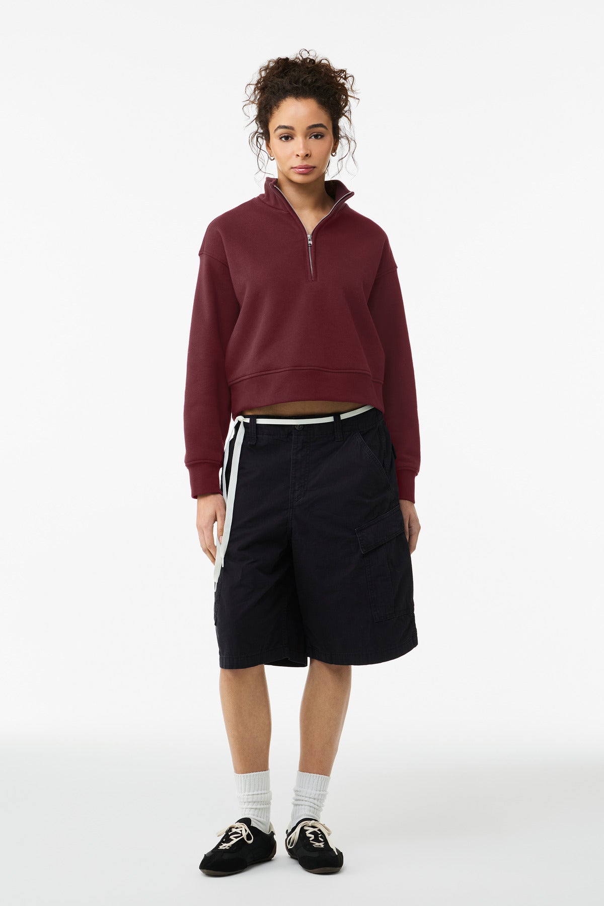 Custom logo BELLA+CANVAS® Women's 10-Ounce 1/2-Zip Pullover BC4540 in Maroon