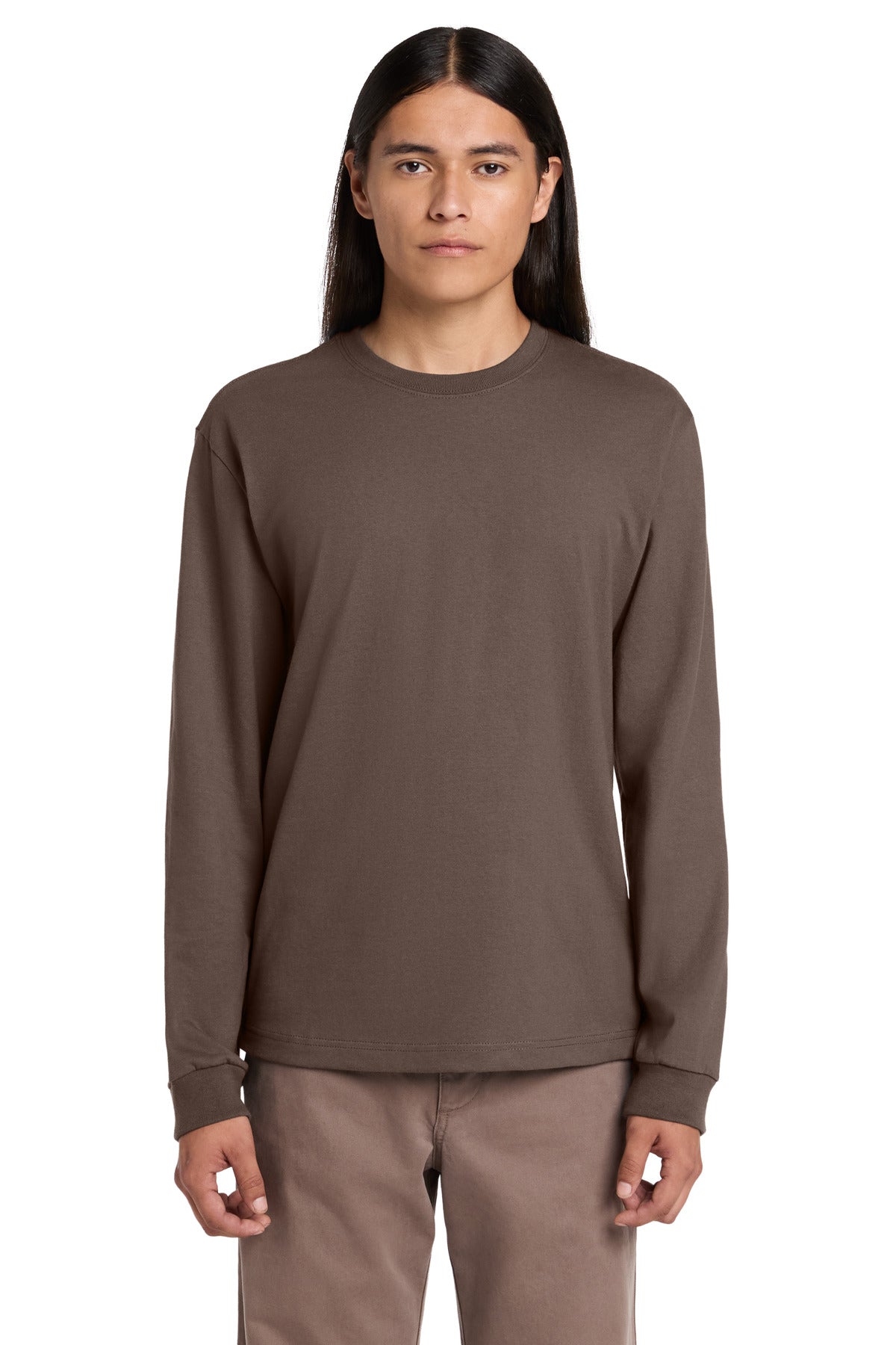 Custom logo BELLA+CANVAS® Unisex 7.5-Ounce Heavyweight Long Sleeve Tee BC4651 in Cocoa