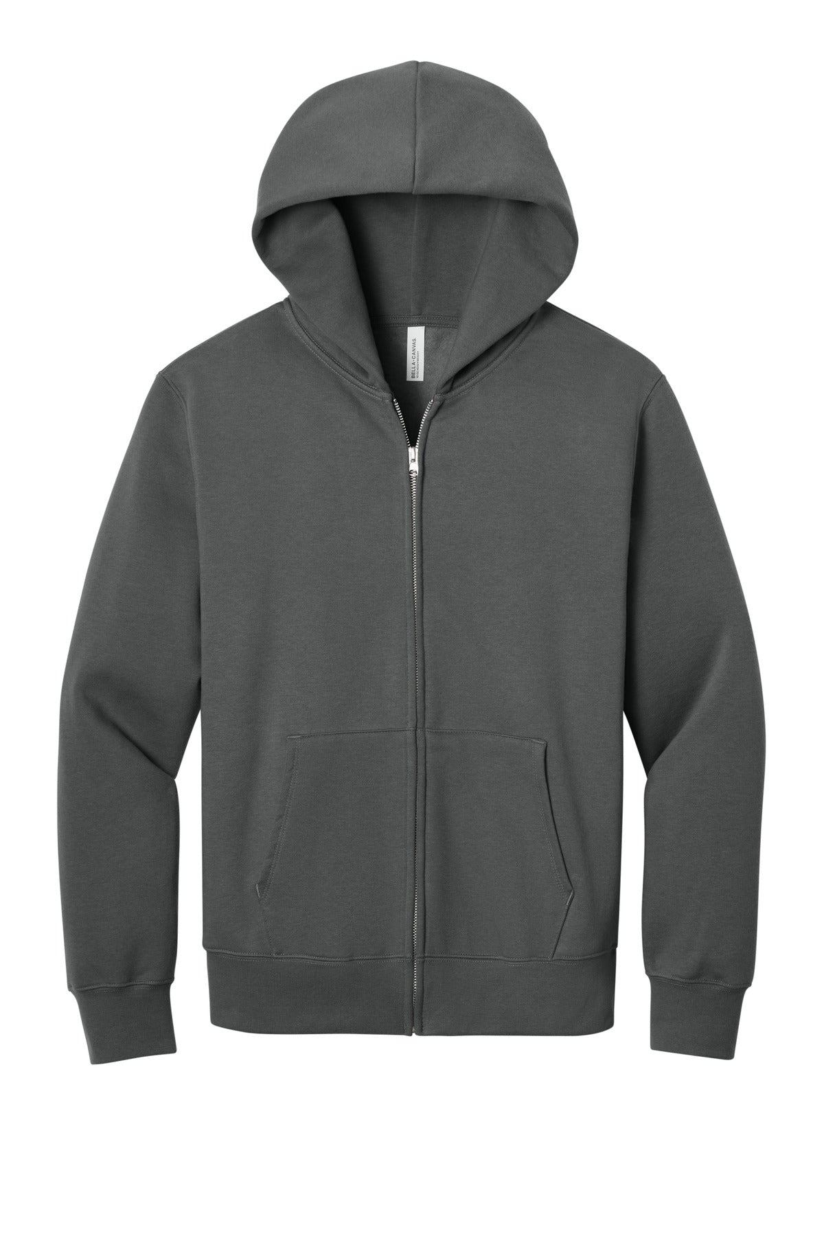 Custom logo BELLA+CANVAS® Unisex 10-Ounce Heavyweight Full-Zip Hooded Sweatshirt BC4739 in Asphalt