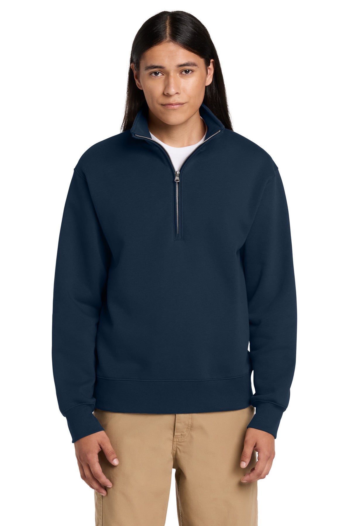 Custom logo BELLA+CANVAS® Unisex 10-Ounce Heavyweight 1/2-Zip Sweatshirt BC4740 in Navy