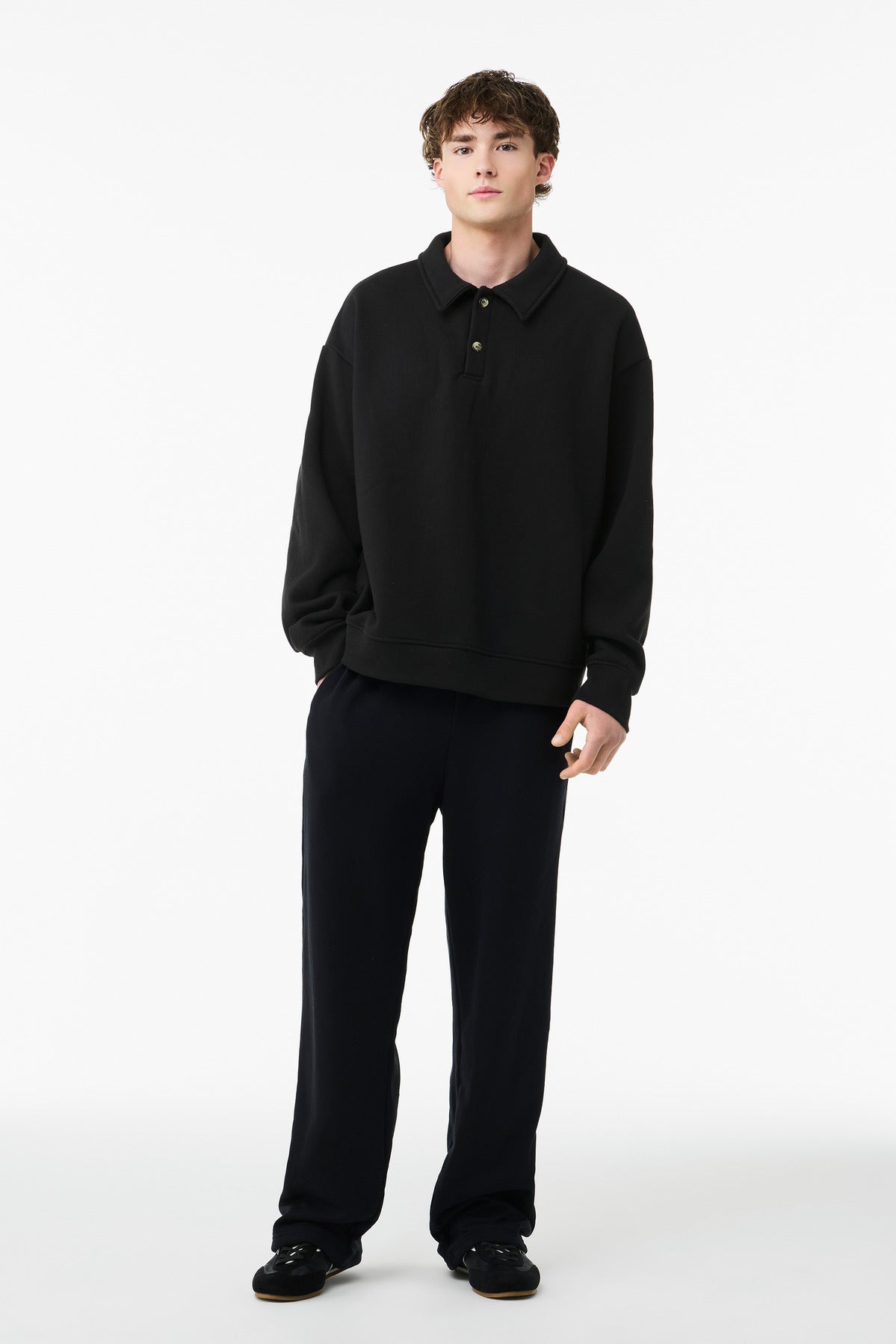 Custom logo BELLA+CANVAS® Unisex 10-Ounce Polo Sweatshirt BC4741 in Black