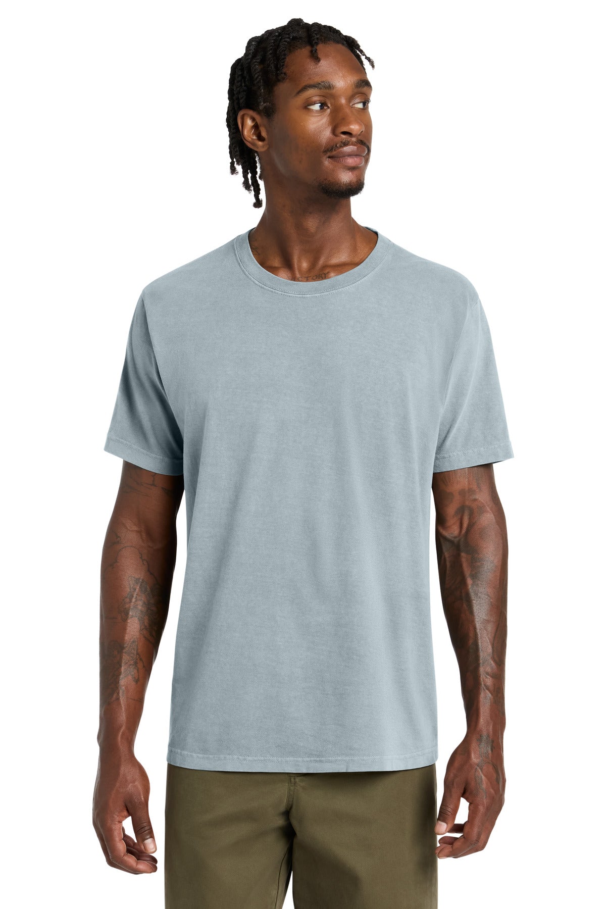 Custom logo BELLA+CANVAS® Unisex Heavyweight Garment-Dyed Tee BC4810GD in Light Washed Denim
