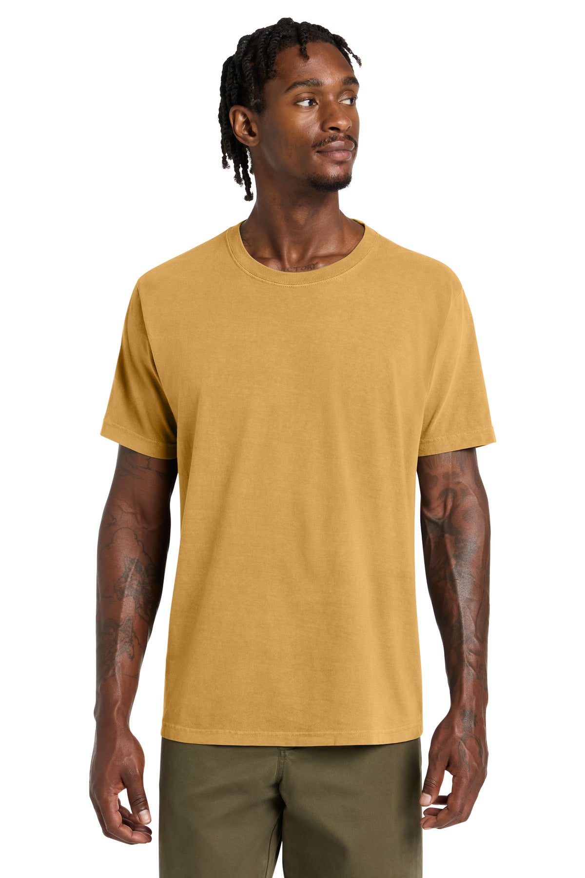 Custom logo BELLA+CANVAS® Unisex Heavyweight Garment-Dyed Tee BC4810GD in Washed Mustard