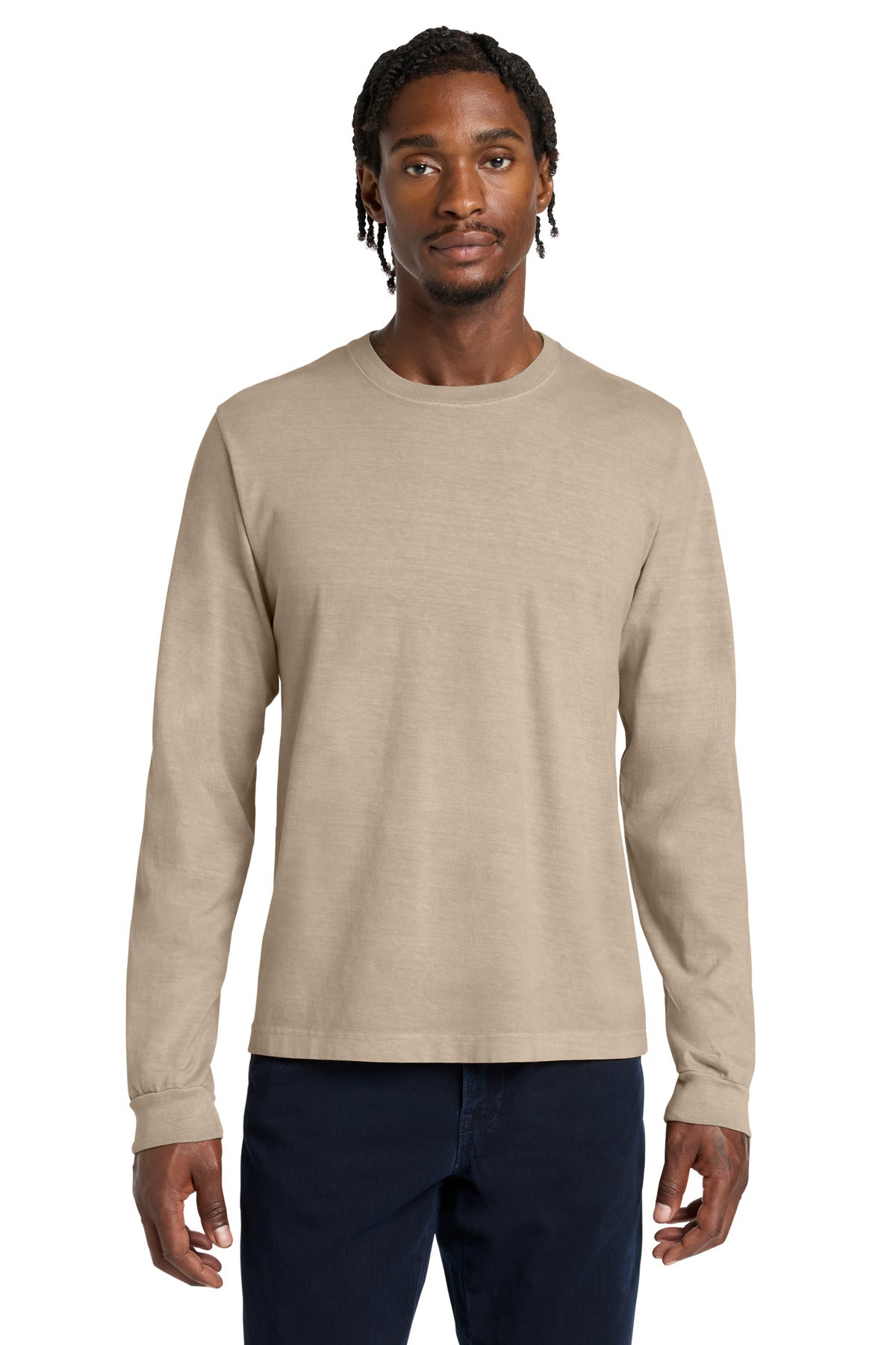 Custom logo BELLA+CANVAS® Unisex Heavyweight Garment-Dyed Long Sleeve Tee BC4851GD in Khaki