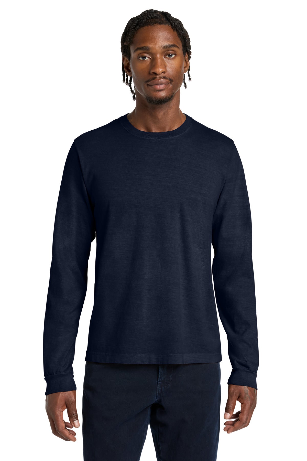 Custom logo BELLA+CANVAS® Unisex Heavyweight Garment-Dyed Long Sleeve Tee BC4851GD in Navy