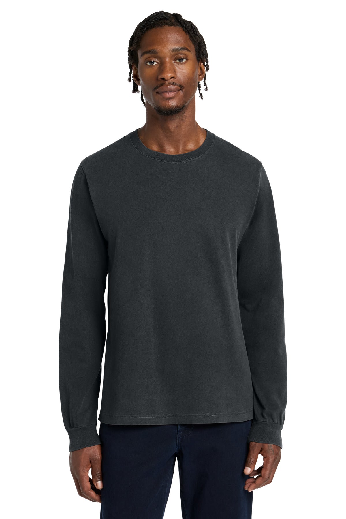 Custom logo BELLA+CANVAS® Unisex Heavyweight Garment-Dyed Long Sleeve Tee BC4851GD in Washed Black