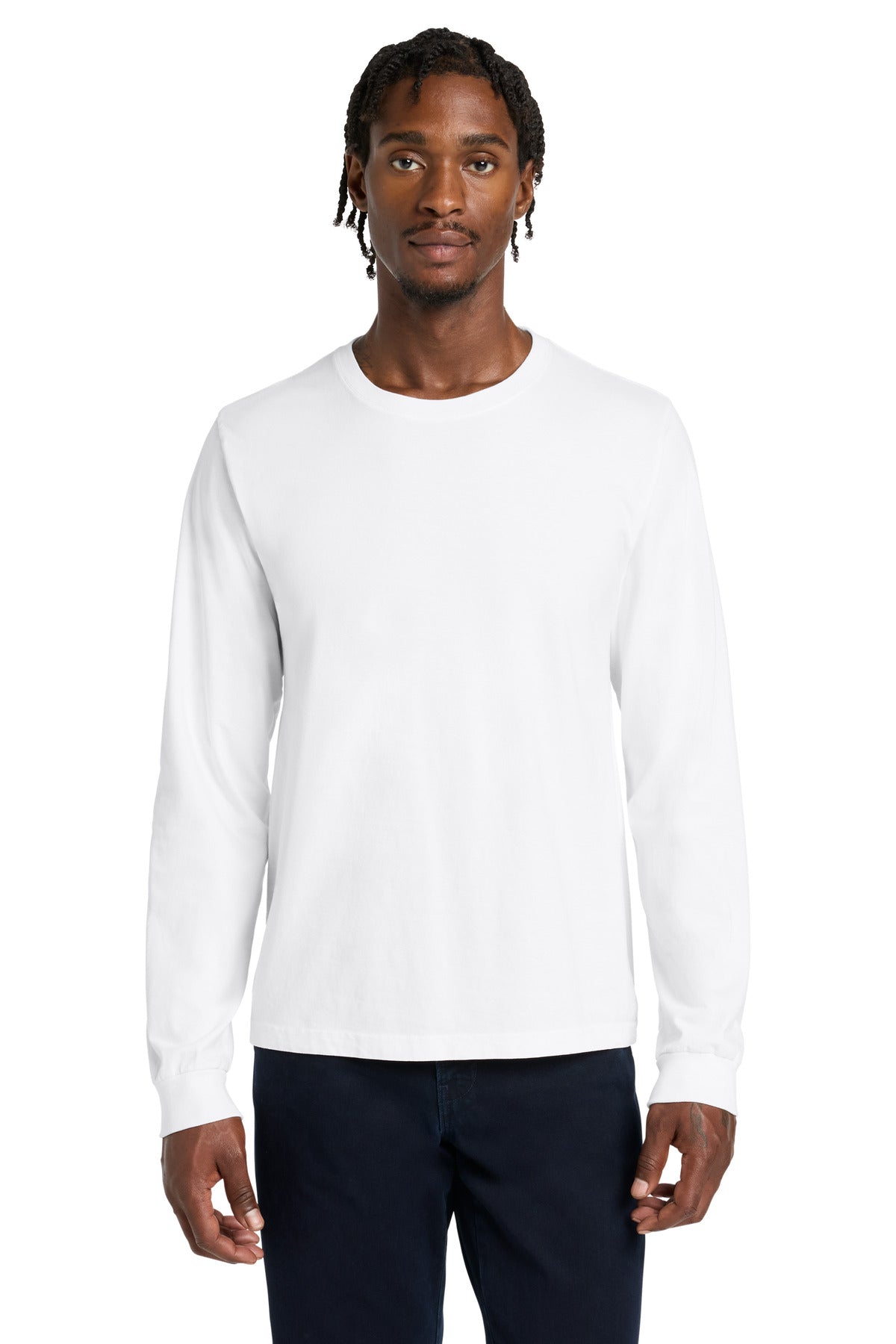 Custom logo BELLA+CANVAS® Unisex Heavyweight Garment-Dyed Long Sleeve Tee BC4851GD in White