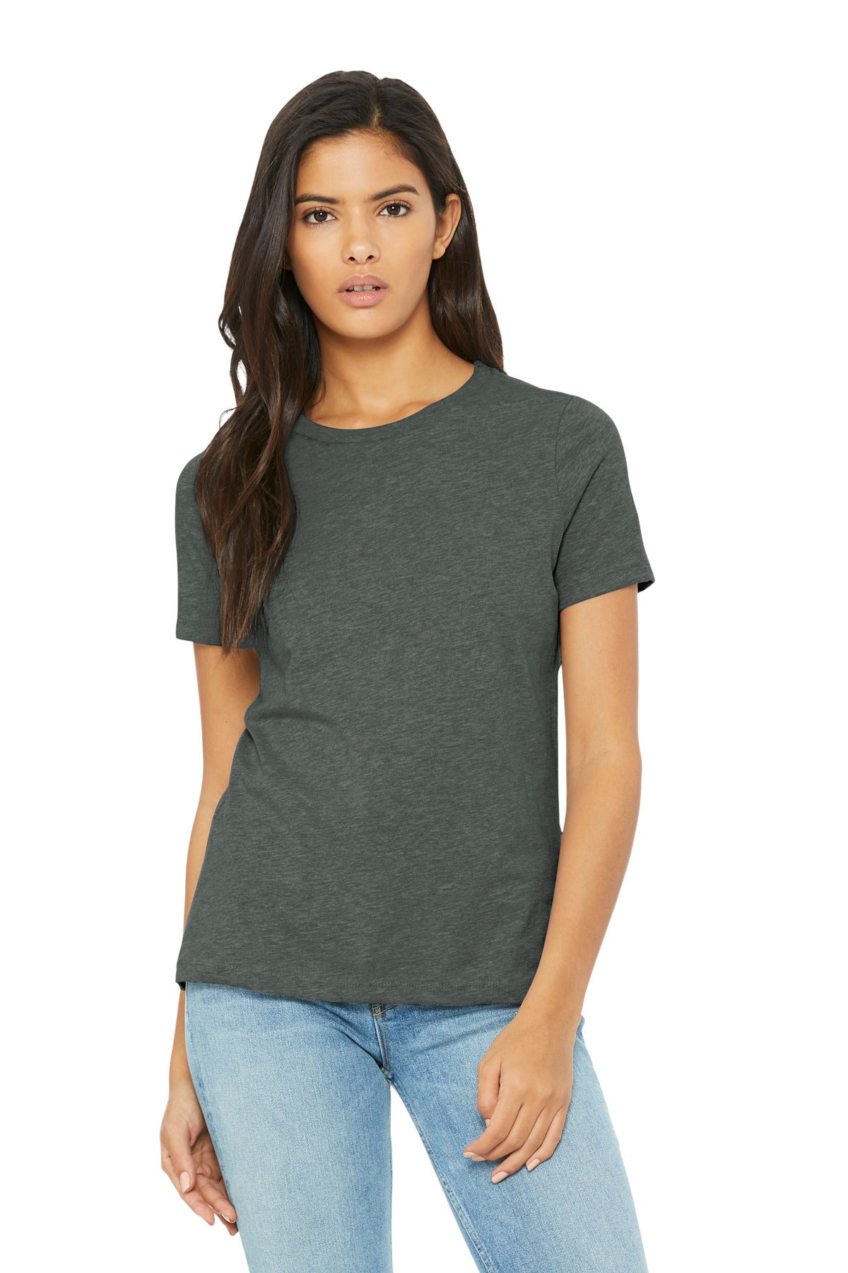 Custom logo BELLA+CANVAS® Women's Relaxed CVC Tee BC6400CVC in Deep Heather