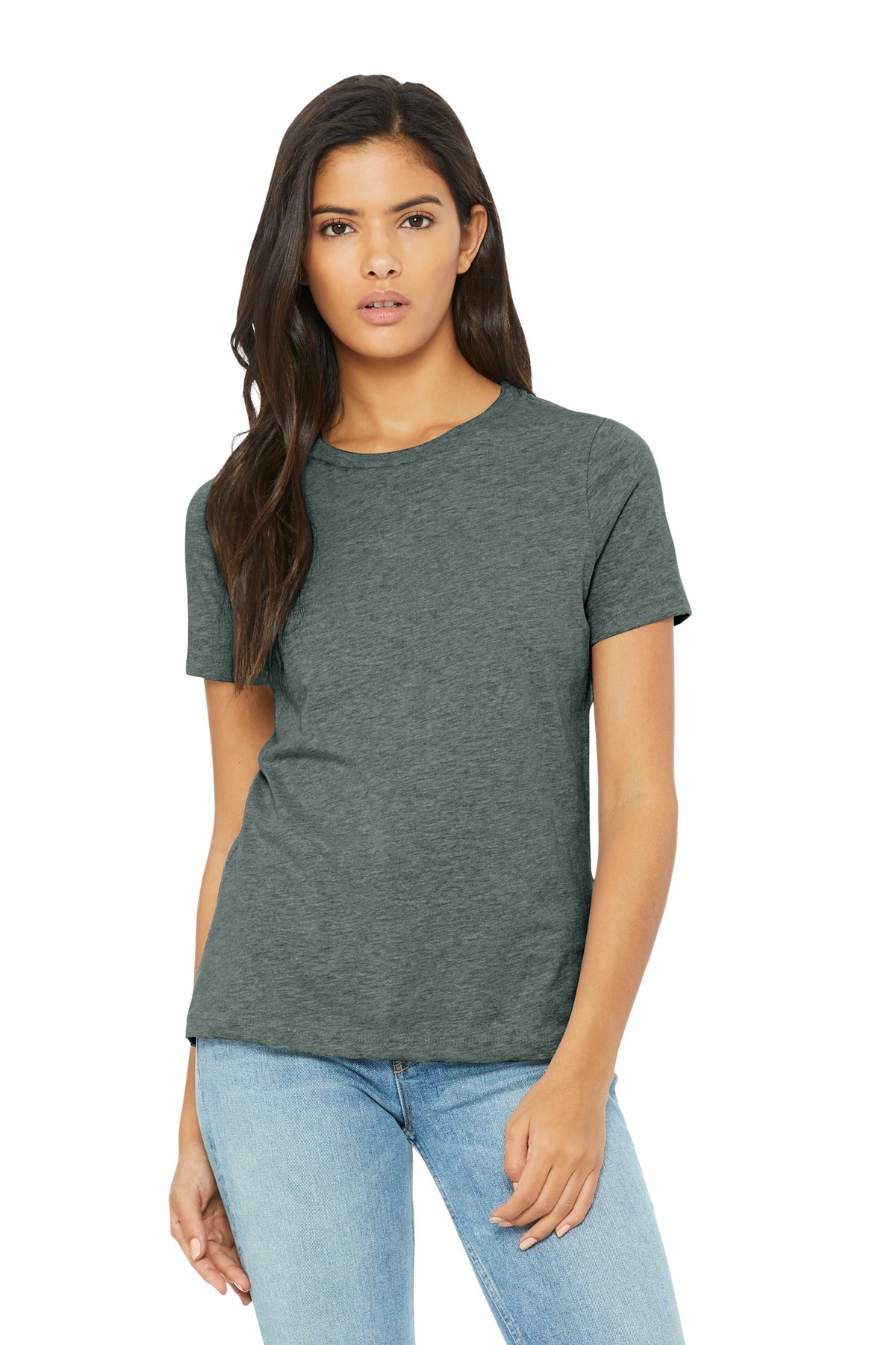 Custom logo BELLA+CANVAS® Women's Relaxed CVC Tee BC6400CVC in Heather Blue Storm